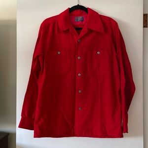 Vintage Medium Pendleton 100% Wool Red Long Sleeve Shirt Made in USA